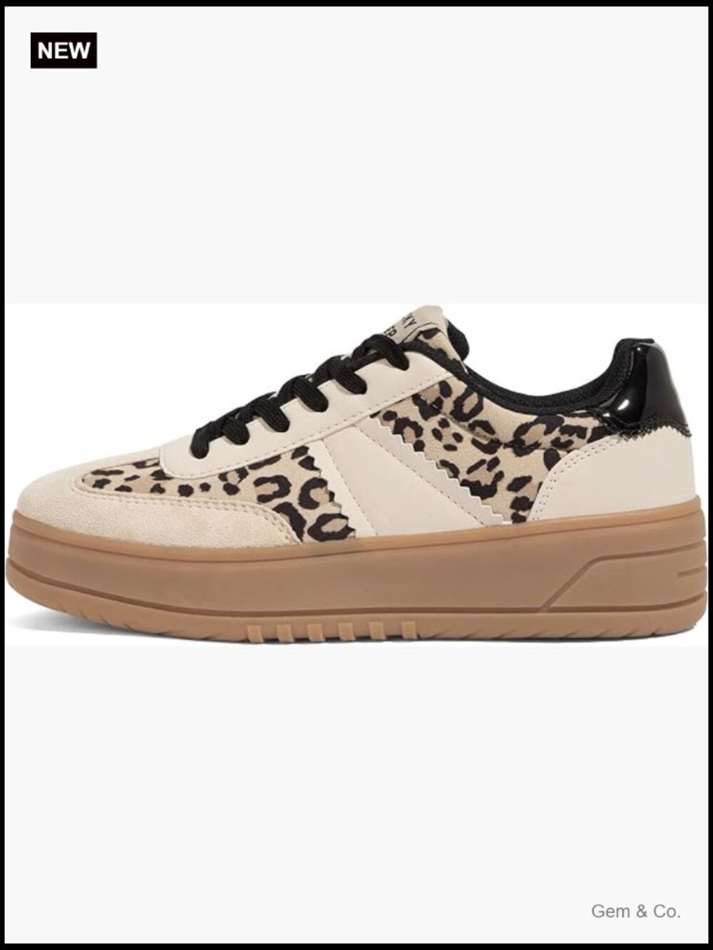 Lace Up Platform Sneakers Thick Sole Faux Leather Walking Shoes
